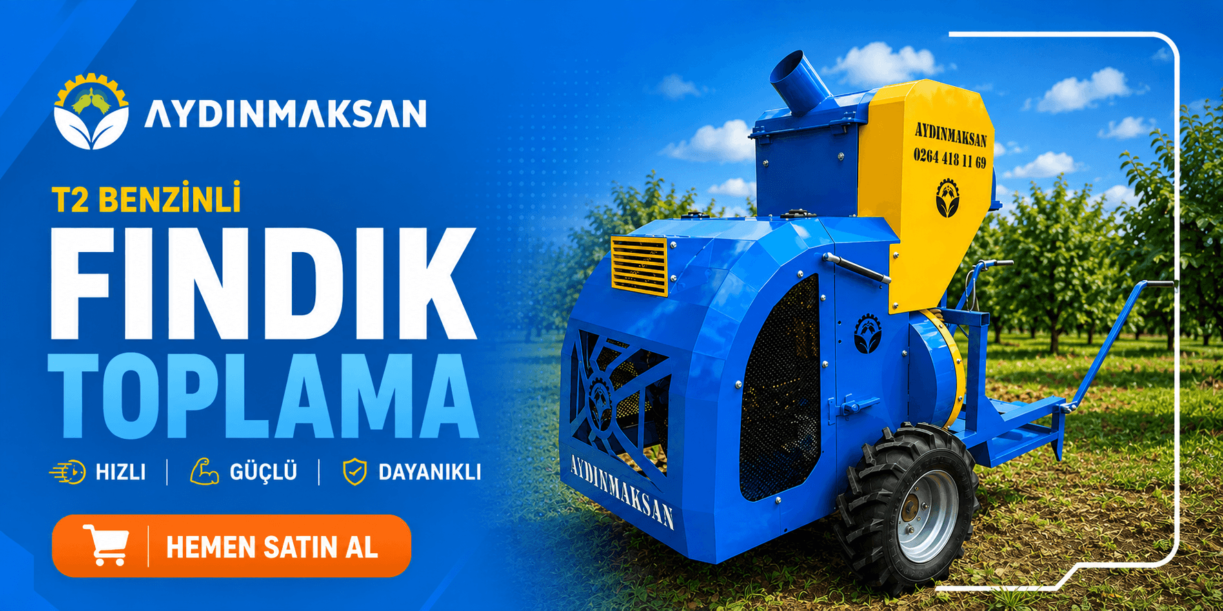 Aydınmaksan T2 Benzinli Fındık Toplama Makinası 25mt Hortumlu