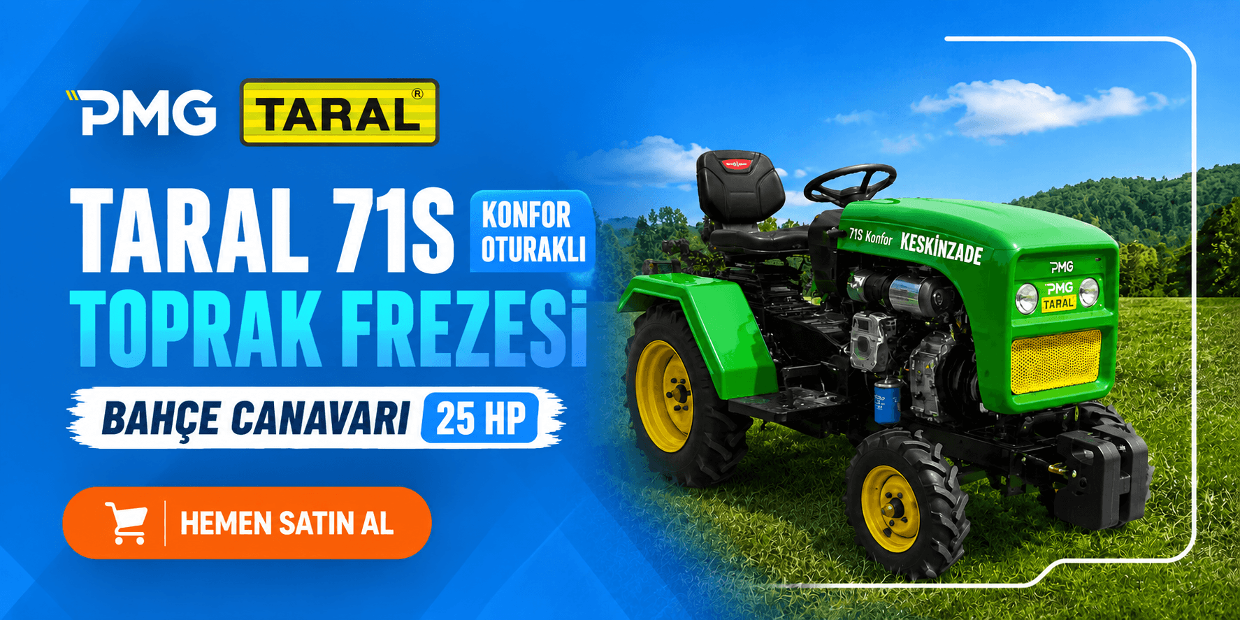 Taral 71S Konfor Oturaklı Toprak Frezesi Bahçe Canavarı 25 HP