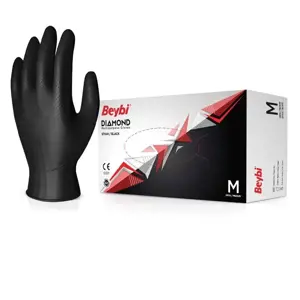 Beybi Diamond Siyah Nitril Eldiven - 100'lük Kutu XL