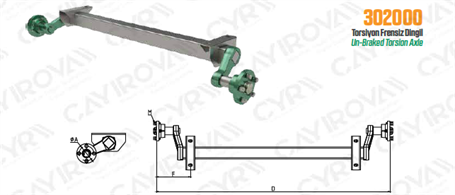 Römork Tekne Karavan Torsiyon Düz Dingil 750 KG 4*100 - 185 cm